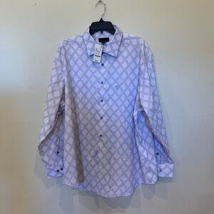 Men’s Alfani Button Down Dress Shirt White Black Color NWT Size XL - B